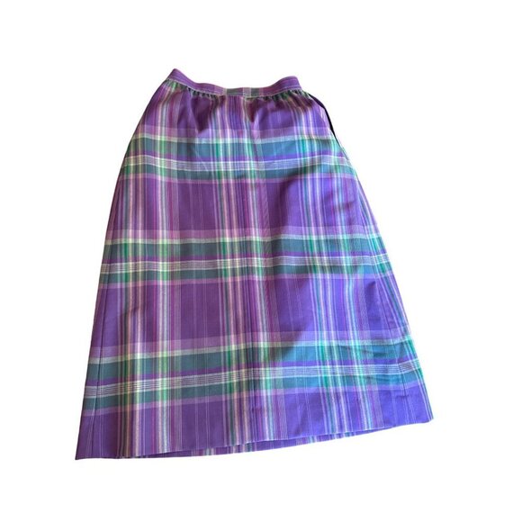 Vintage Pendleton Plaid Wool Skirt Size 10 Purple Green Plaid USA Made - Picture 4 of 4